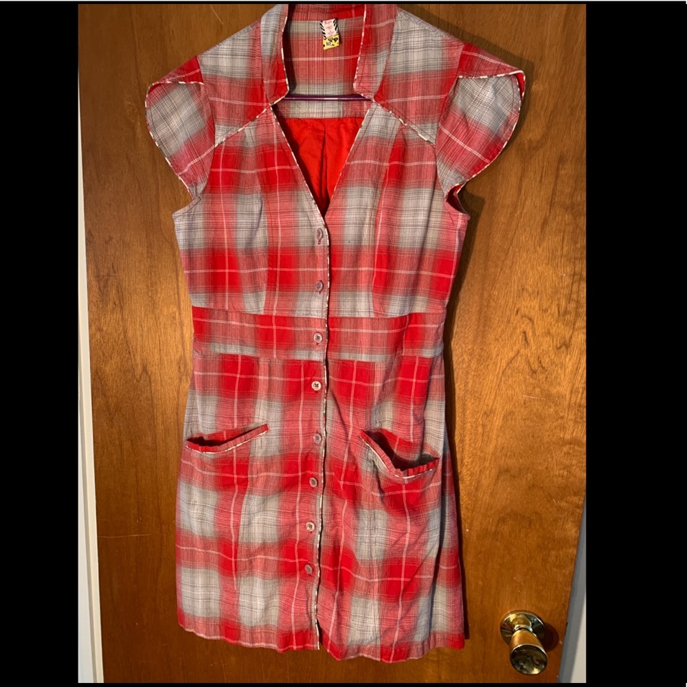Free People Plaid Button Up Dress
